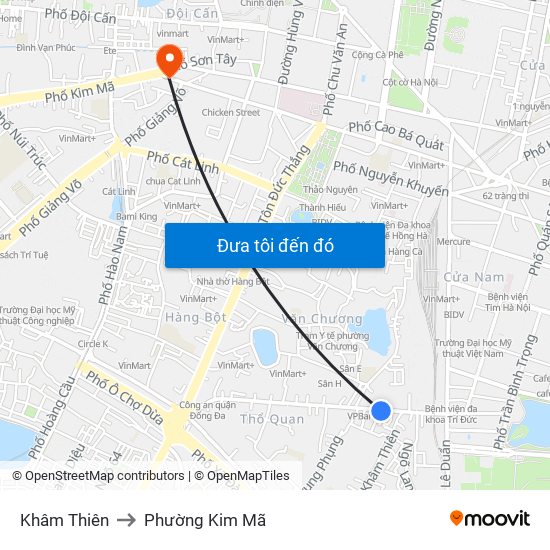 Khâm Thiên to Phường Kim Mã map