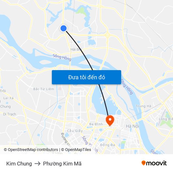 Kim Chung to Phường Kim Mã map