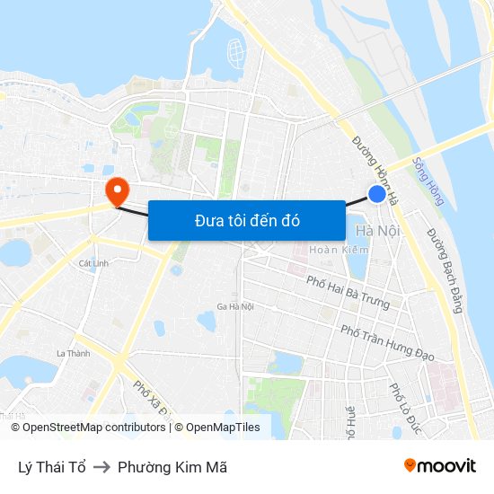 Lý Thái Tổ to Phường Kim Mã map