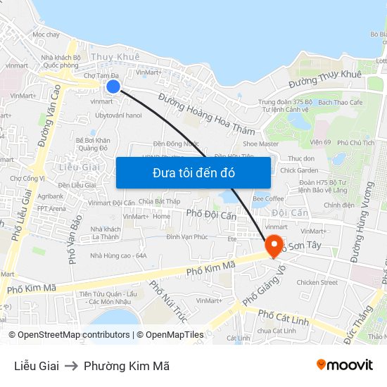 Liễu Giai to Phường Kim Mã map