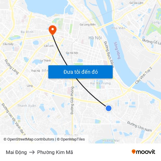 Mai Động to Phường Kim Mã map