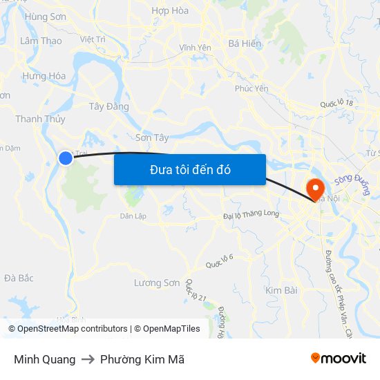 Minh Quang to Phường Kim Mã map