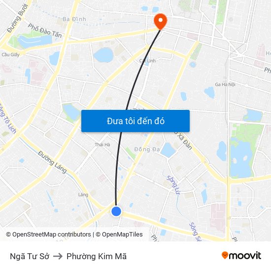 Ngã Tư Sở to Phường Kim Mã map