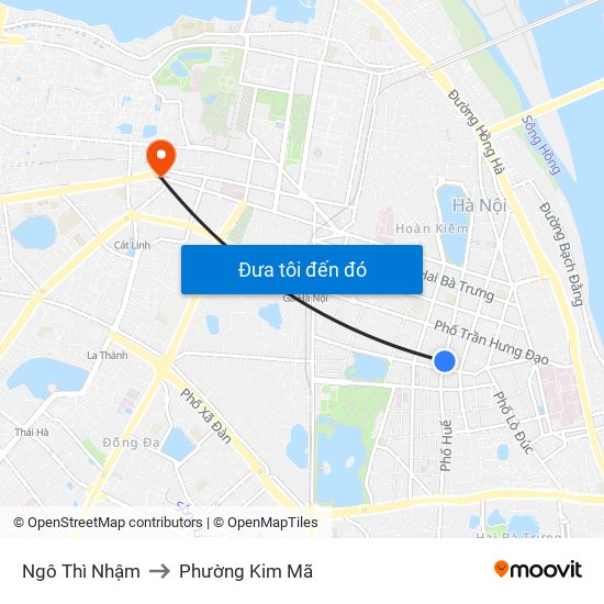 Ngô Thì Nhậm to Phường Kim Mã map