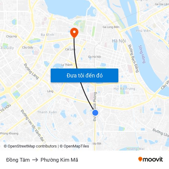 Đồng Tâm to Phường Kim Mã map