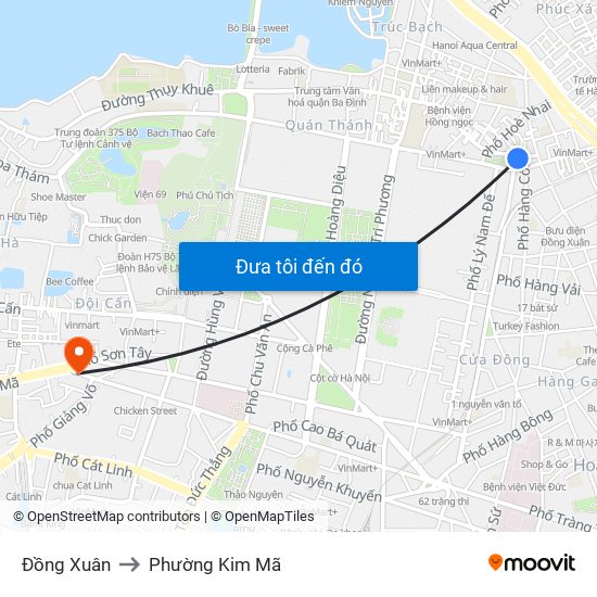 Đồng Xuân to Phường Kim Mã map