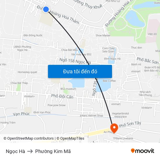 Ngọc Hà to Phường Kim Mã map