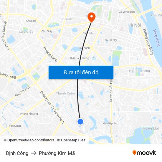 Định Công to Phường Kim Mã map