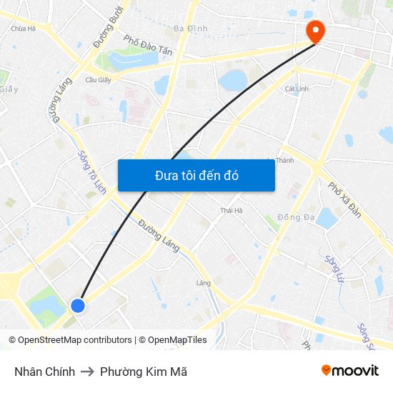 Nhân Chính to Phường Kim Mã map