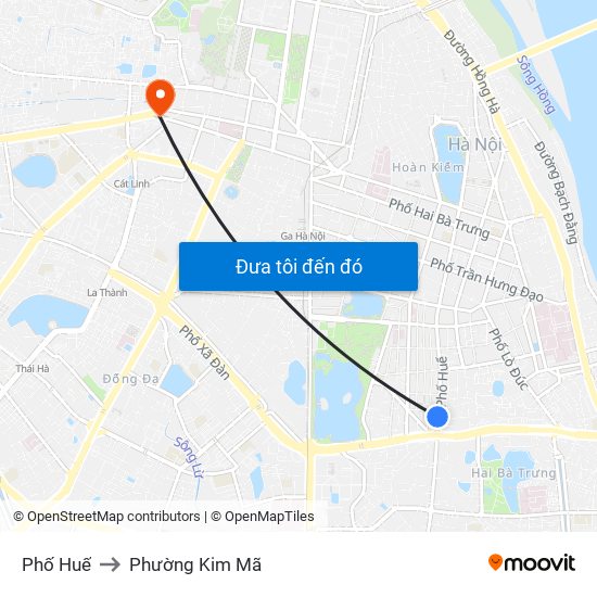 Phố Huế to Phường Kim Mã map