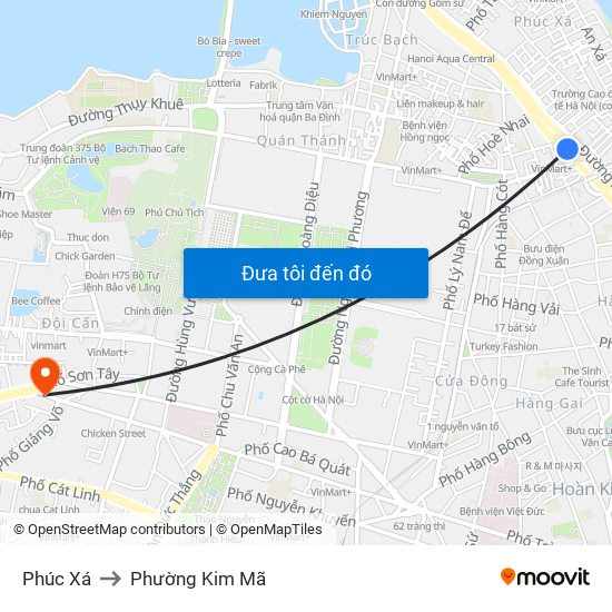 Phúc Xá to Phường Kim Mã map