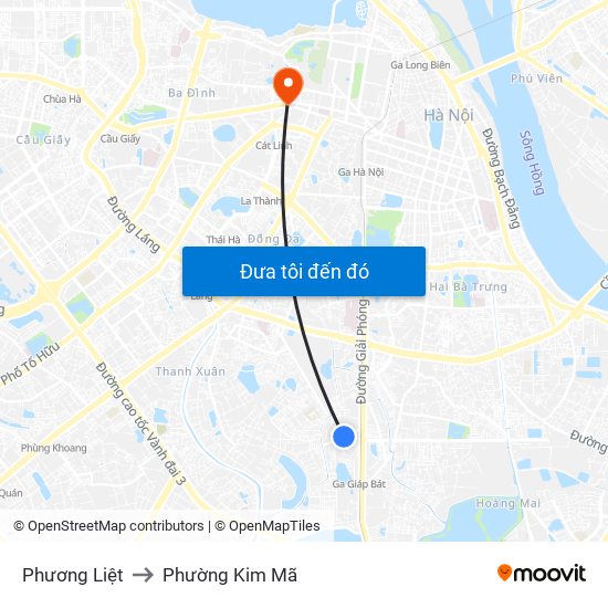 Phương Liệt to Phường Kim Mã map