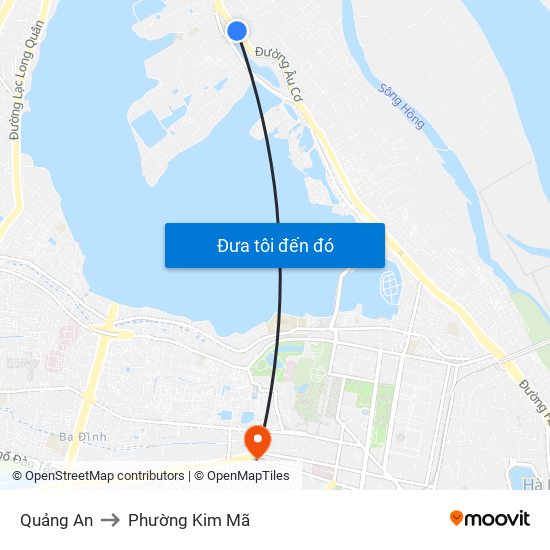 Quảng An to Phường Kim Mã map