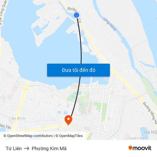 Tứ Liên to Phường Kim Mã map