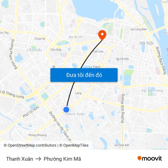 Thanh Xuân to Phường Kim Mã map