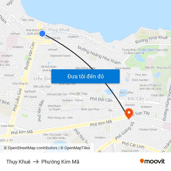 Thụy Khuê to Phường Kim Mã map