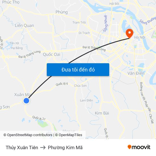 Thủy Xuân Tiên to Phường Kim Mã map