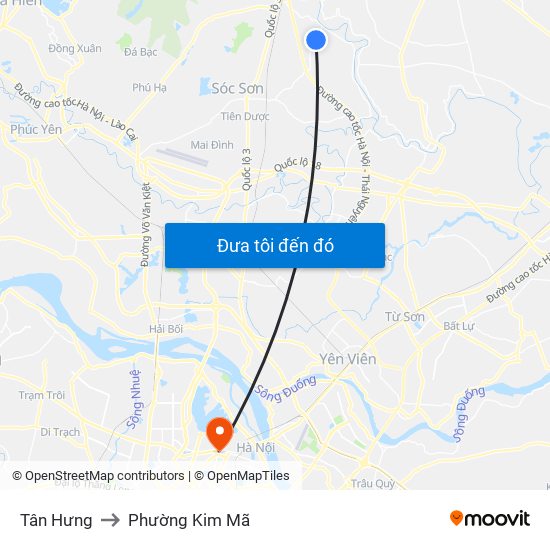 Tân Hưng to Phường Kim Mã map