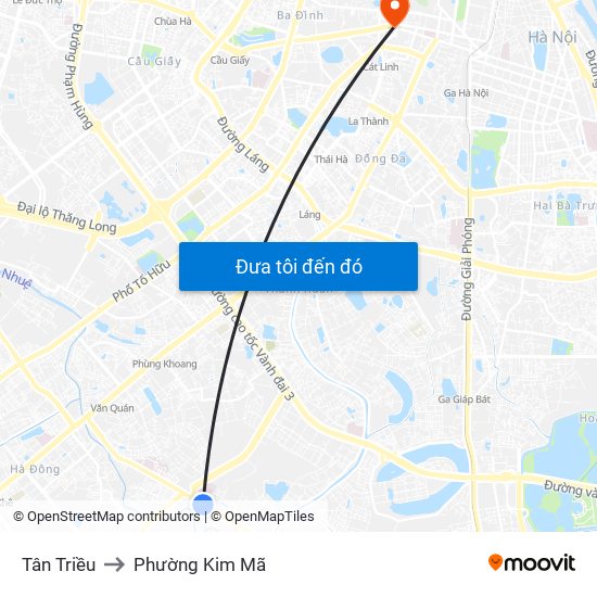 Tân Triều to Phường Kim Mã map