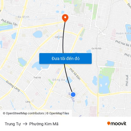 Trung Tự to Phường Kim Mã map