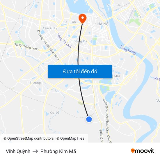 Vĩnh Quỳnh to Phường Kim Mã map