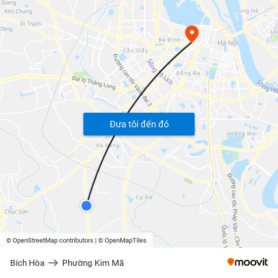 Bích Hòa to Phường Kim Mã map