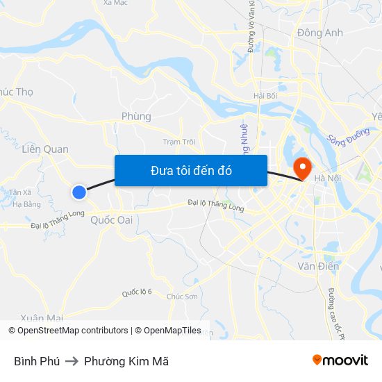 Bình Phú to Phường Kim Mã map