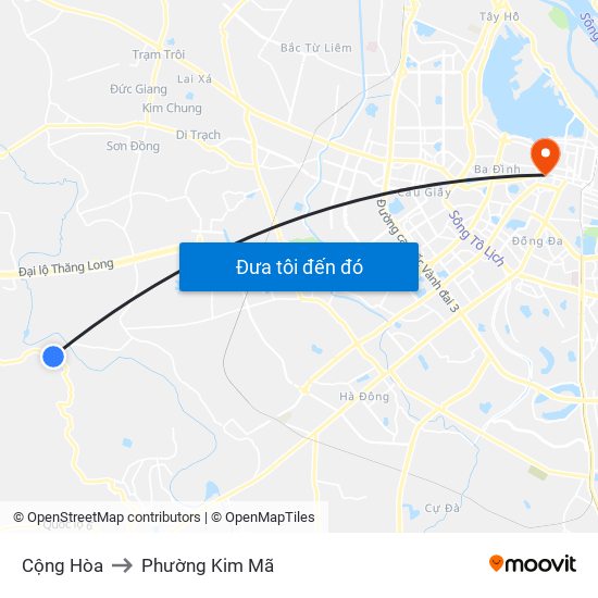 Cộng Hòa to Phường Kim Mã map