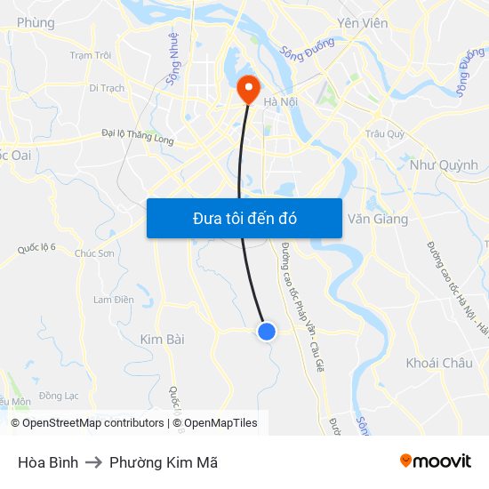 Hòa Bình to Phường Kim Mã map