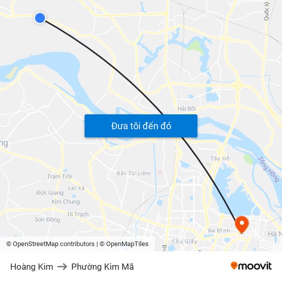 Hoàng Kim to Phường Kim Mã map