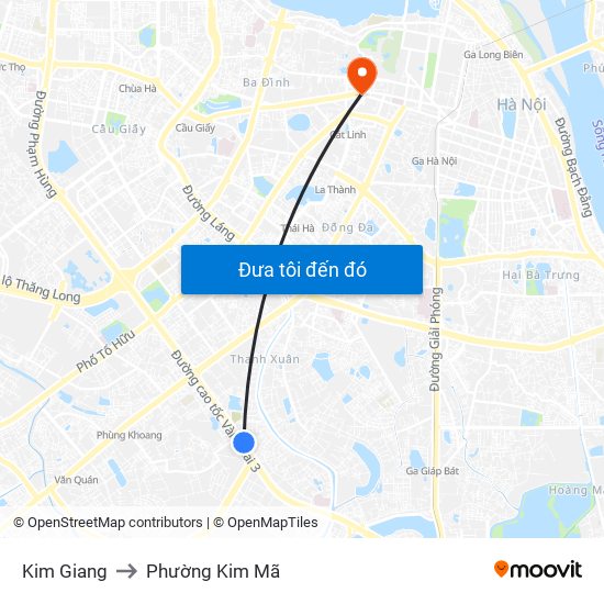 Kim Giang to Phường Kim Mã map