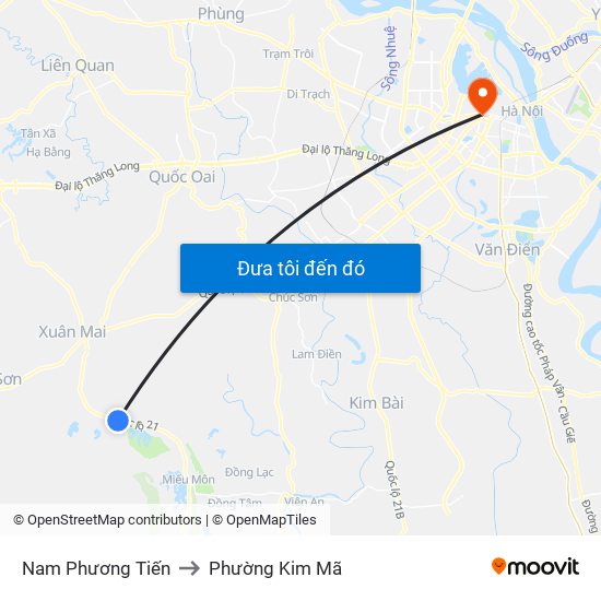 Nam Phương Tiến to Phường Kim Mã map
