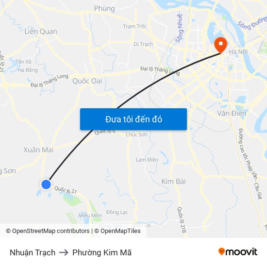 Nhuận Trạch to Phường Kim Mã map
