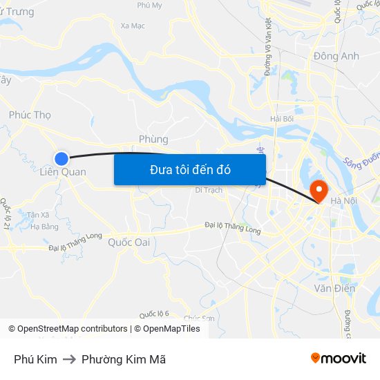 Phú Kim to Phường Kim Mã map