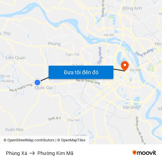 Phùng Xá to Phường Kim Mã map