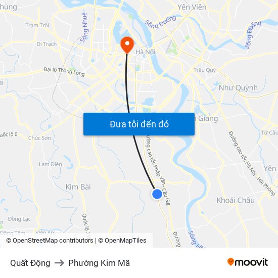 Quất Động to Phường Kim Mã map