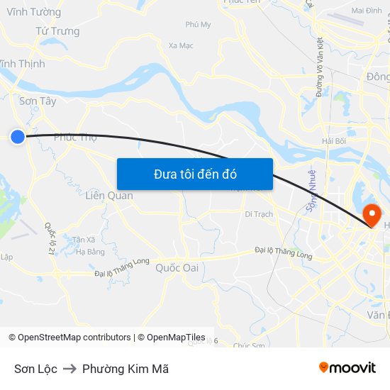 Sơn Lộc to Phường Kim Mã map