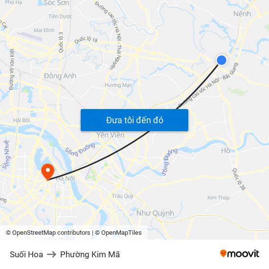 Suối Hoa to Phường Kim Mã map