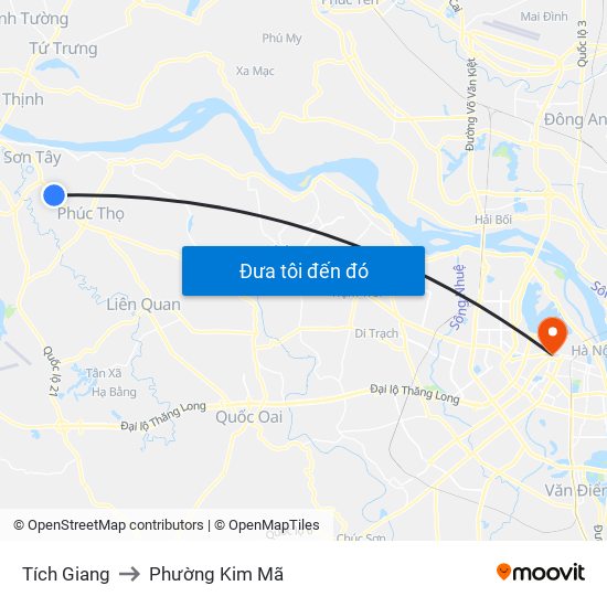 Tích Giang to Phường Kim Mã map