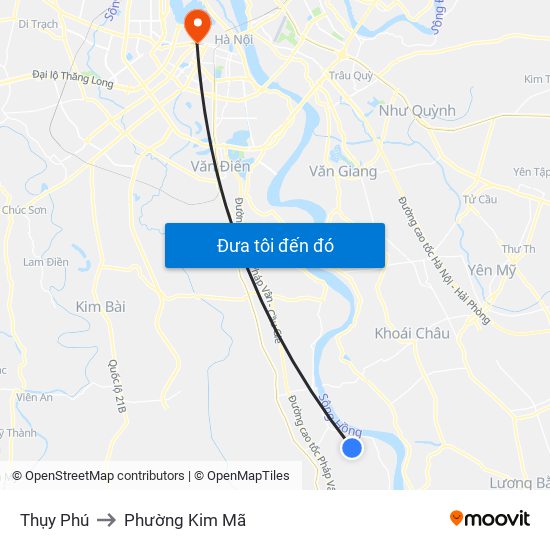 Thụy Phú to Phường Kim Mã map