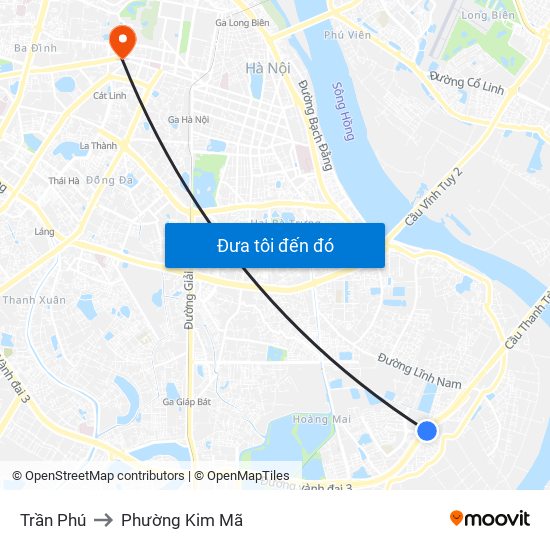 Trần Phú to Phường Kim Mã map