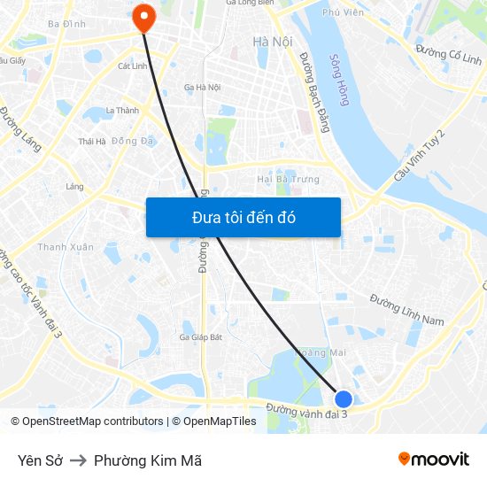 Yên Sở to Phường Kim Mã map