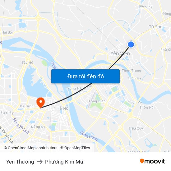 Yên Thường to Phường Kim Mã map