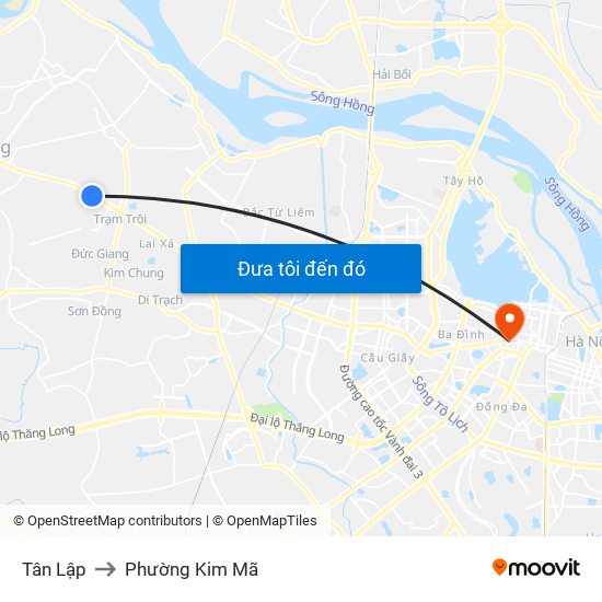 Tân Lập to Phường Kim Mã map