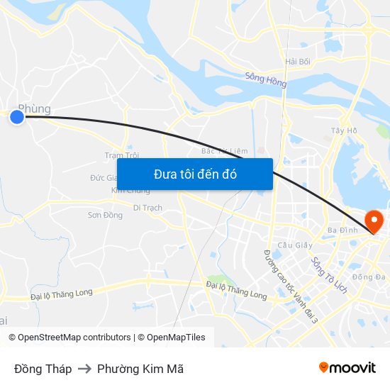 Đồng Tháp to Phường Kim Mã map