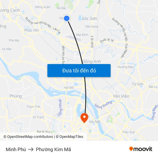 Minh Phú to Phường Kim Mã map