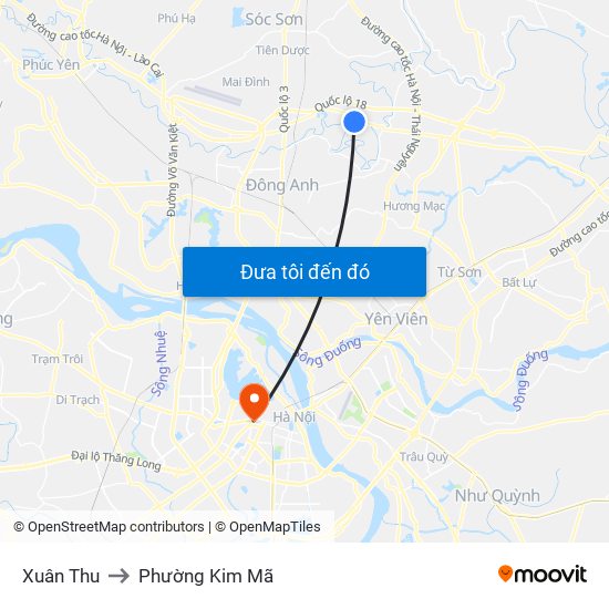 Xuân Thu to Phường Kim Mã map