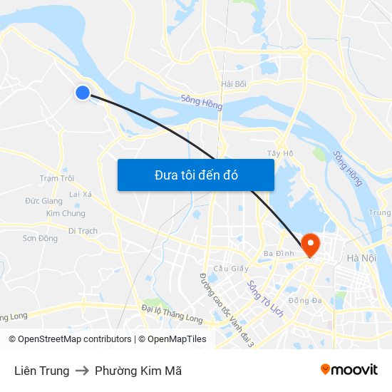 Liên Trung to Phường Kim Mã map