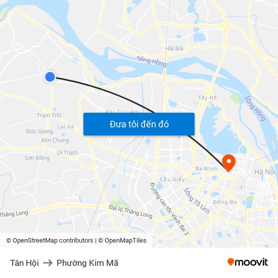Tân Hội to Phường Kim Mã map