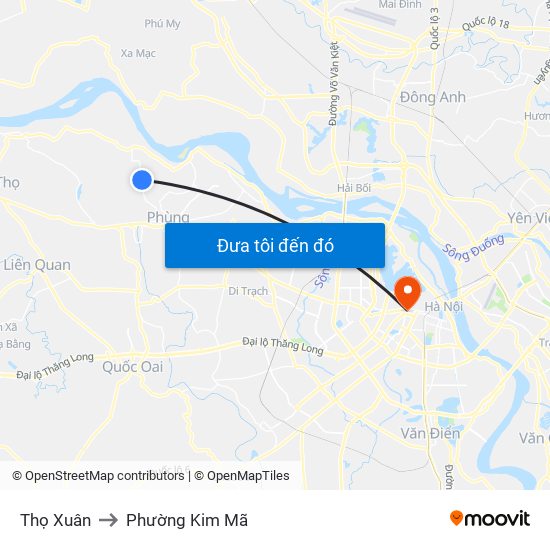 Thọ Xuân to Phường Kim Mã map